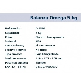 Balanza Omega 5 kg.