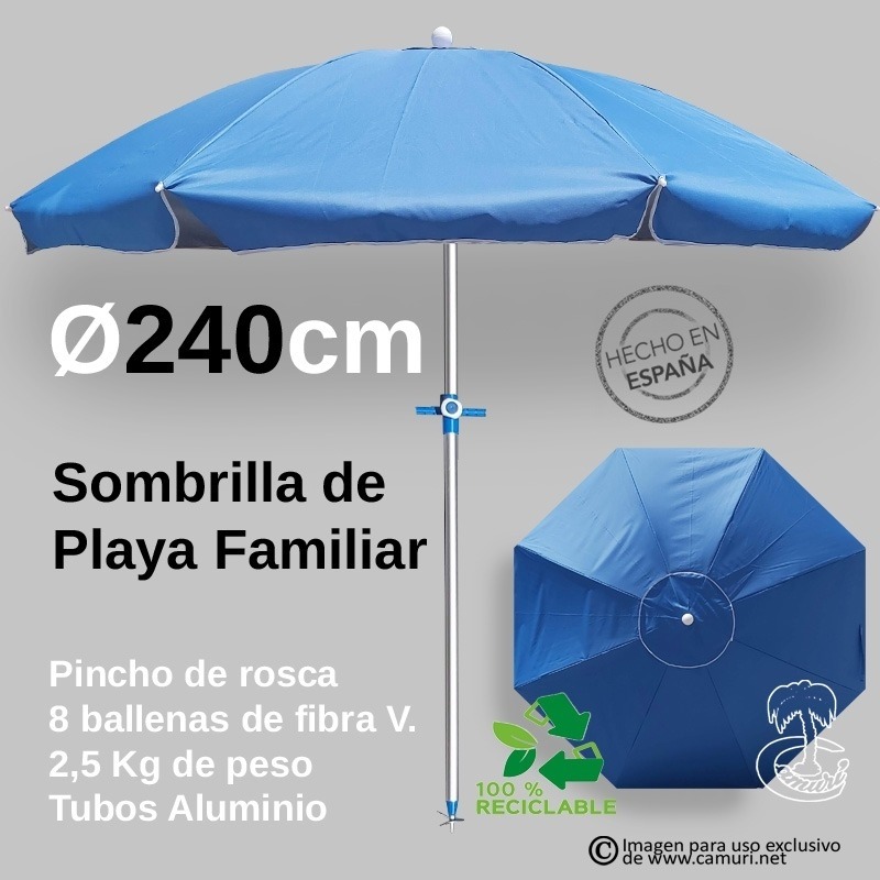Sombrilla de Playa Familiar Cerdeña 8431687402474 Color Azul